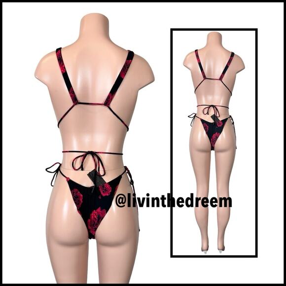 INDAH Heart of Gold Skimpy One Piece Red Roses SZ L $176 - Picture 8 of 13
